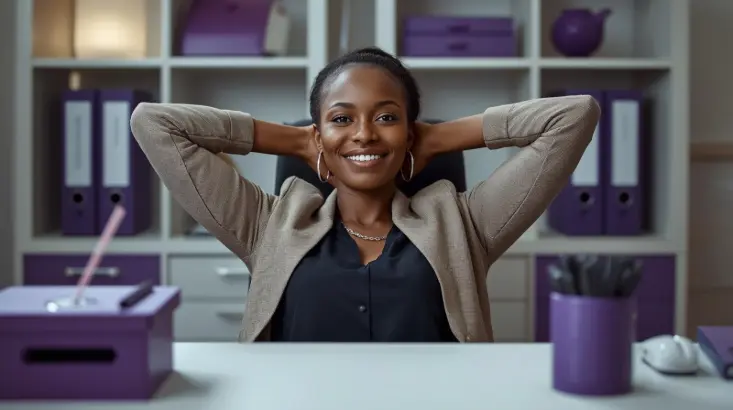 Content business owner enjoying clear systems efficient administrative support